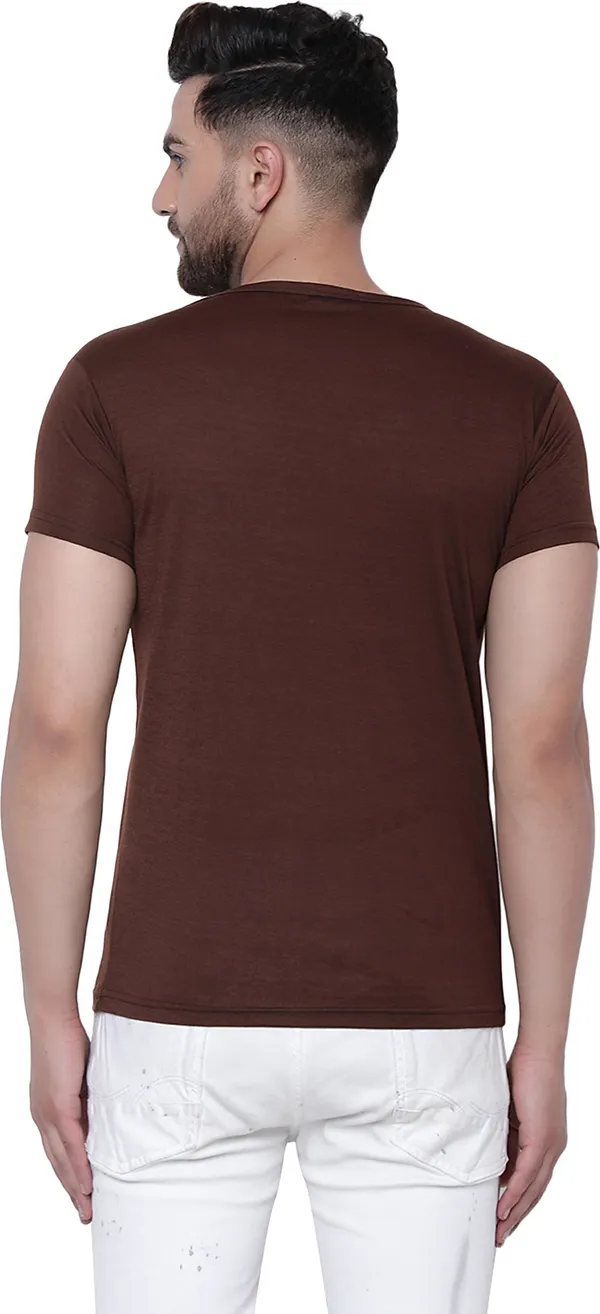 Brown_Cotton_Solid_Round_Neck_Regukar_Fit_T-Shirt_For_Men