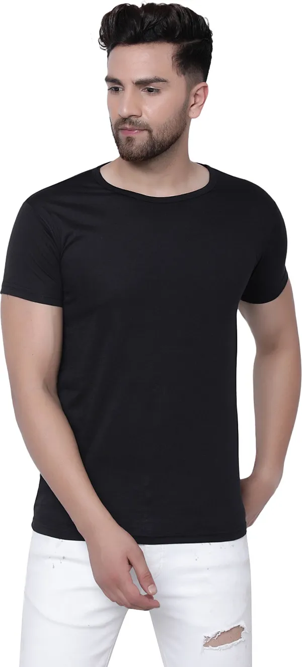 Black_Cotton_Solid_Round_Neck_Regukar_Fit_T-Shirt_For_Men