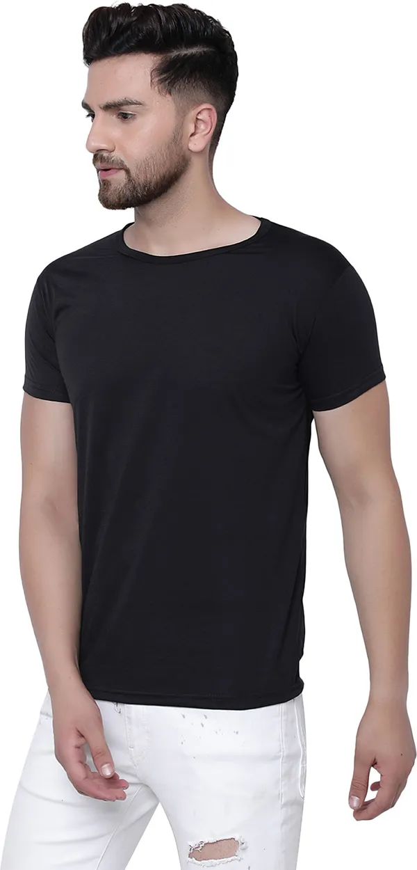 Black_Cotton_Solid_Round_Neck_Regukar_Fit_T-Shirt_For_Men