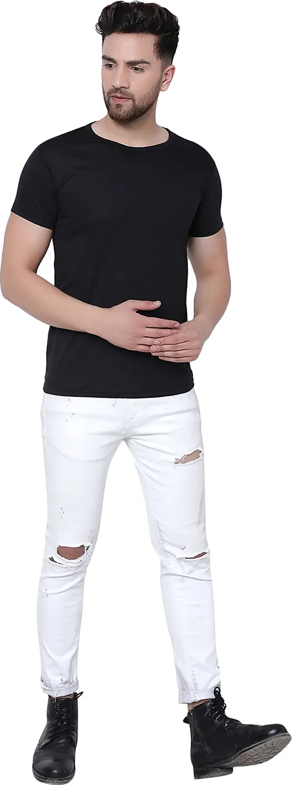 Black_Cotton_Solid_Round_Neck_Regukar_Fit_T-Shirt_For_Men