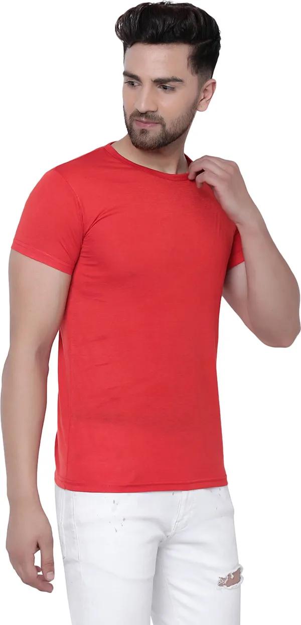 Red__Cotton_Solid_Round_Neck__Regukar_Fit_T-Shirt_For_Men