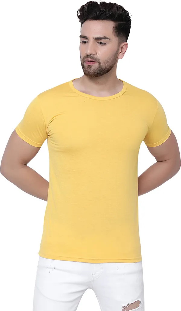 Yellow_Cotton_Solid_Round_Neck_Regukar_Fit_T-Shirt_for_men