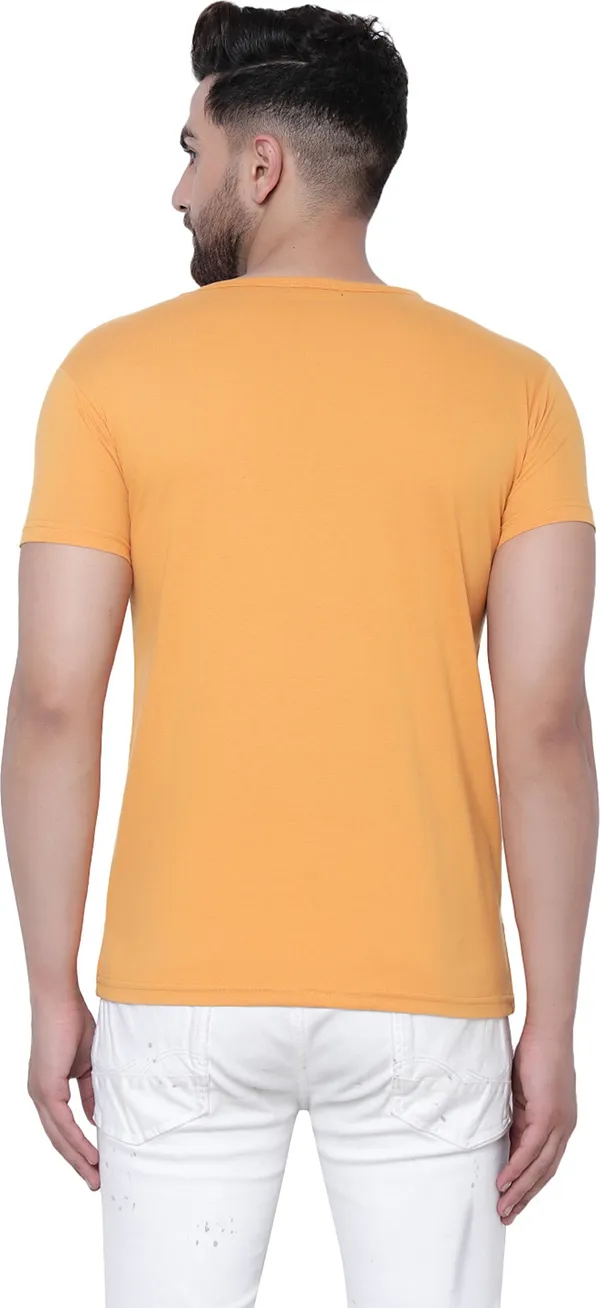 Yellow_Cotton_Solid_Round_Neck_Regukar_Fit_T-Shirt_For_Men