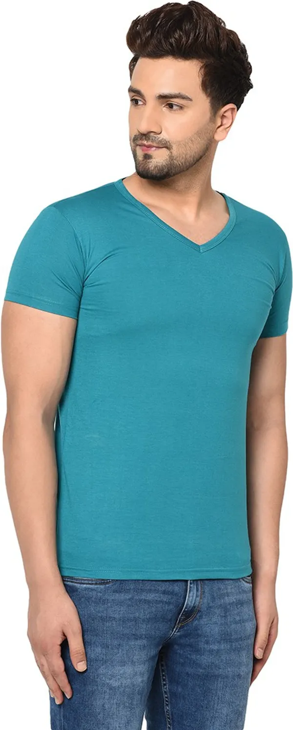 Blue_Cotton_Solid_V_Neck_Regukar_Fit_T-Shirt_For_Men