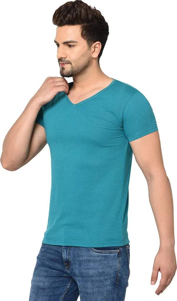 Blue_Cotton_Solid_V_Neck_Regukar_Fit_T-Shirt_For_Men