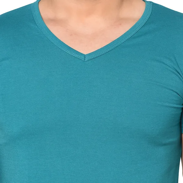 Blue_Cotton_Solid_V_Neck_Regukar_Fit_T-Shirt_For_Men