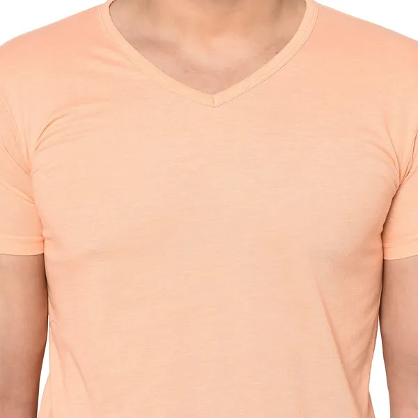 Beige_Cotton_Solid_V_Neck_Regukar_Fit_T-Shirt_For_Men