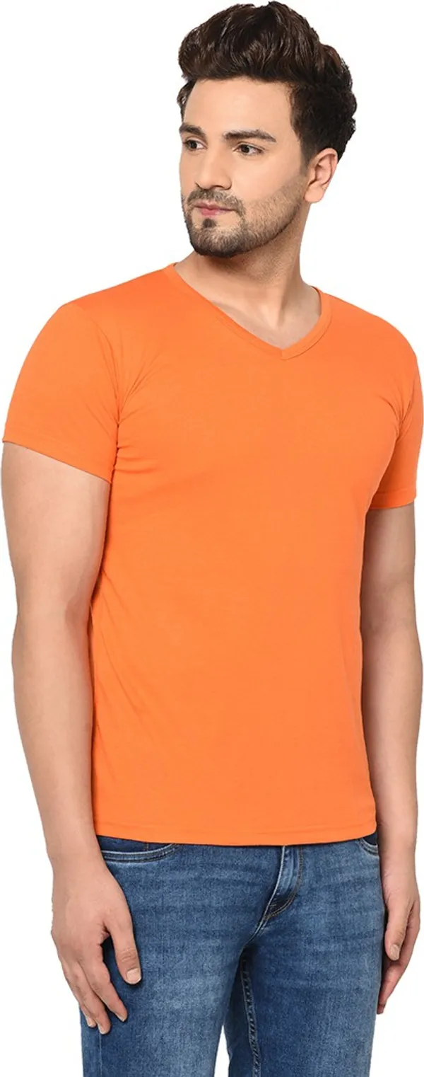Orange_Cotton_Solid_V_Neck_Regukar_Fit_T-Shirt_for_men