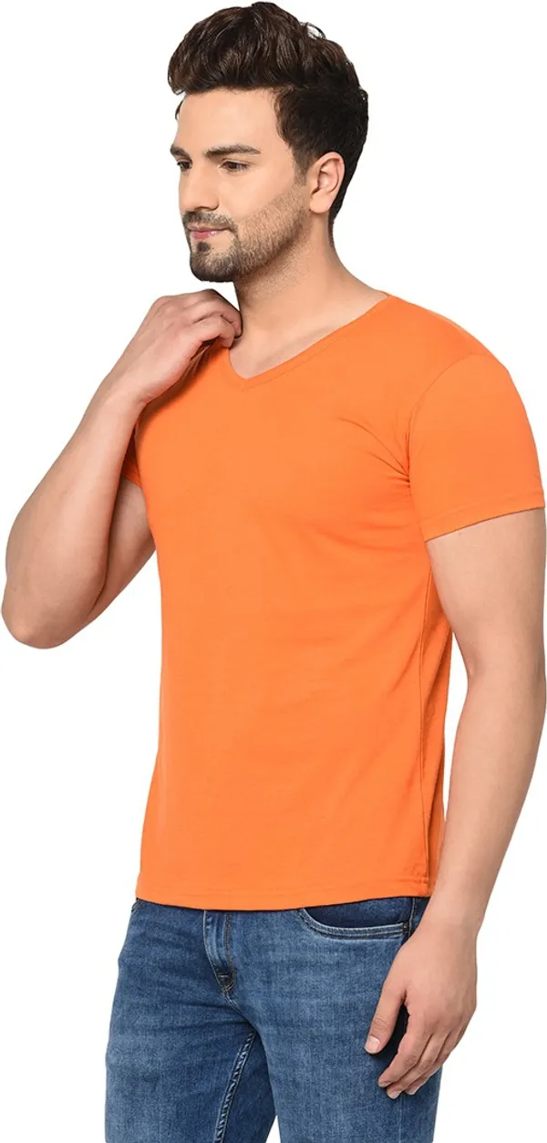 Orange_Cotton_Solid_V_Neck_Regukar_Fit_T-Shirt_for_men