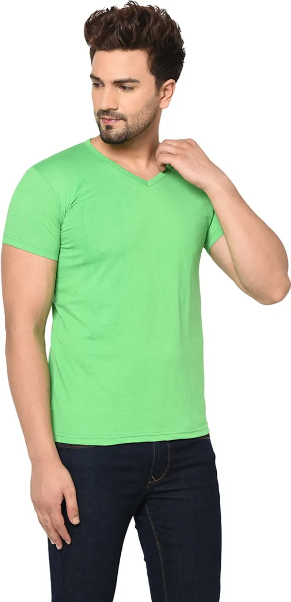 Green_Cotton_Solid_V_Neck_Regukar_Fit_T-Shirt_for_men