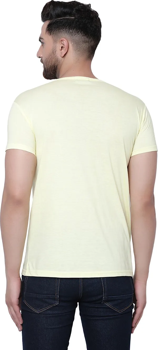 Yellow_Cotton_Solid_Round_Neck_Regukar_Fit_T-Shirt_For_Men