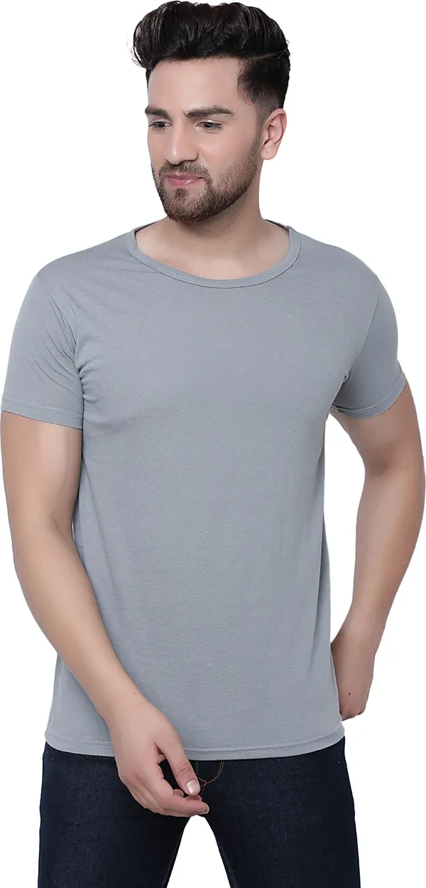 Grey_Cotton_Solid_Round_Neck_Regukar_Fit_T-Shirt_For_Men