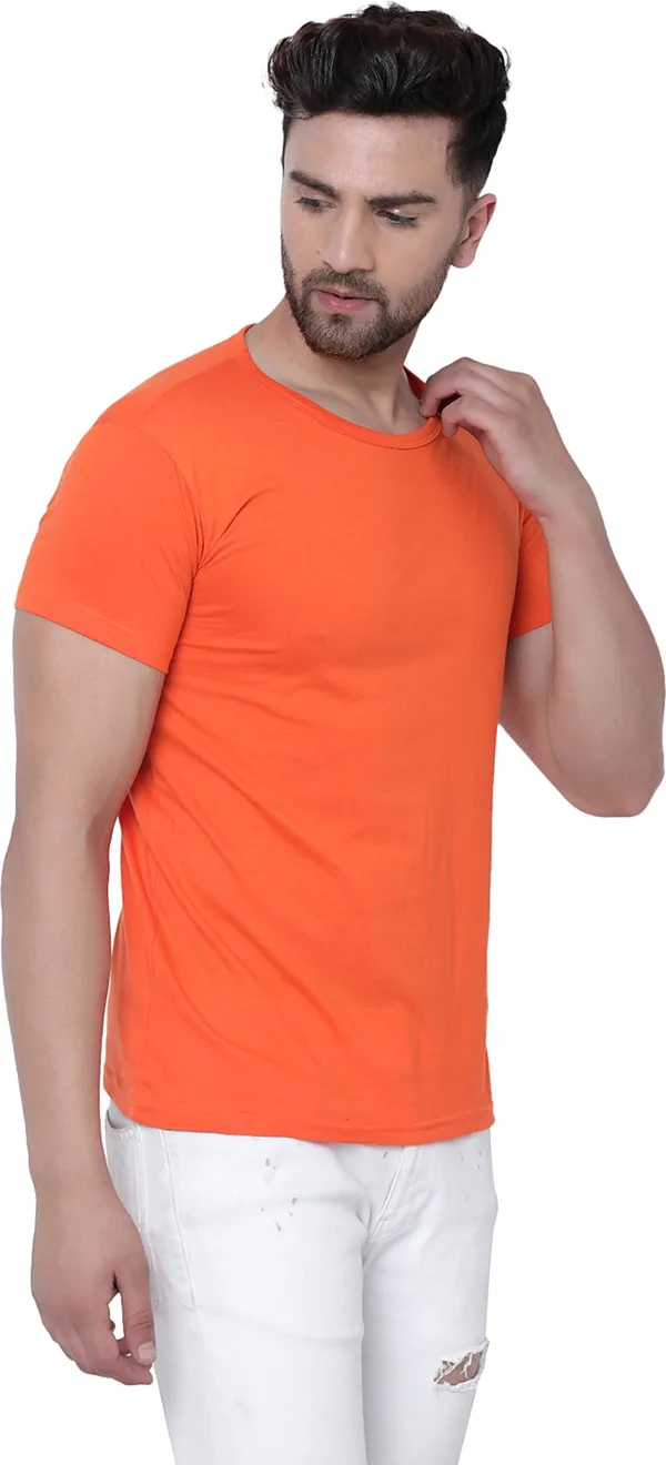 Orange_Cotton_Solid_Men_Round_Neck_Orange_Regukar_Fit_T-Shirt_For_Men