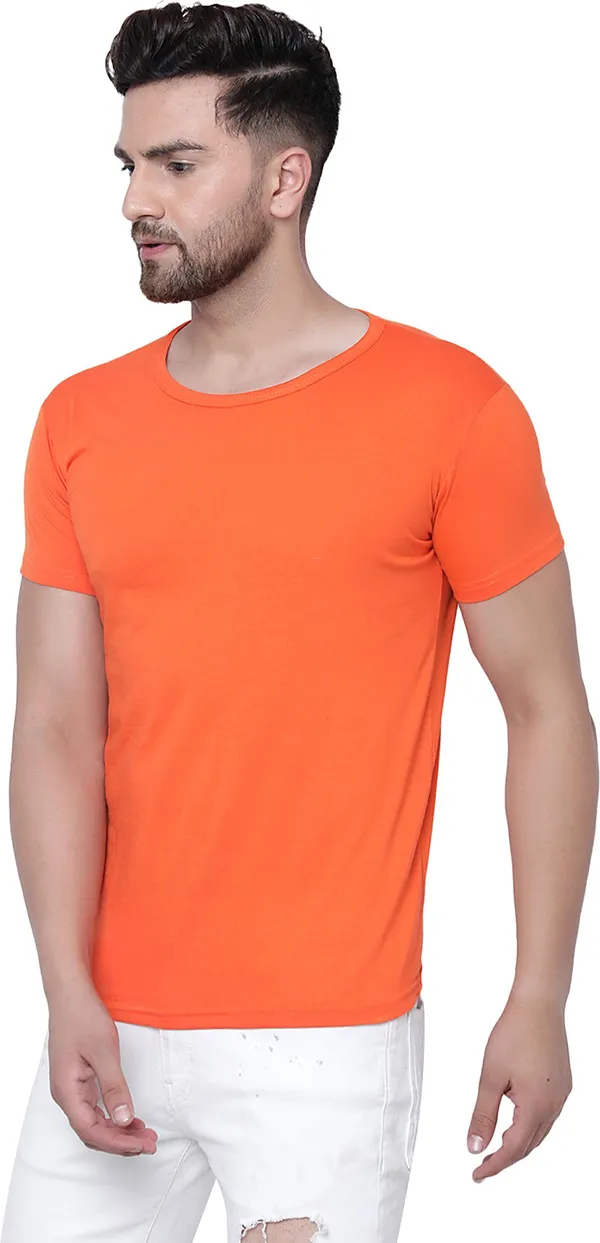 Orange_Cotton_Solid_Men_Round_Neck_Orange_Regukar_Fit_T-Shirt_For_Men