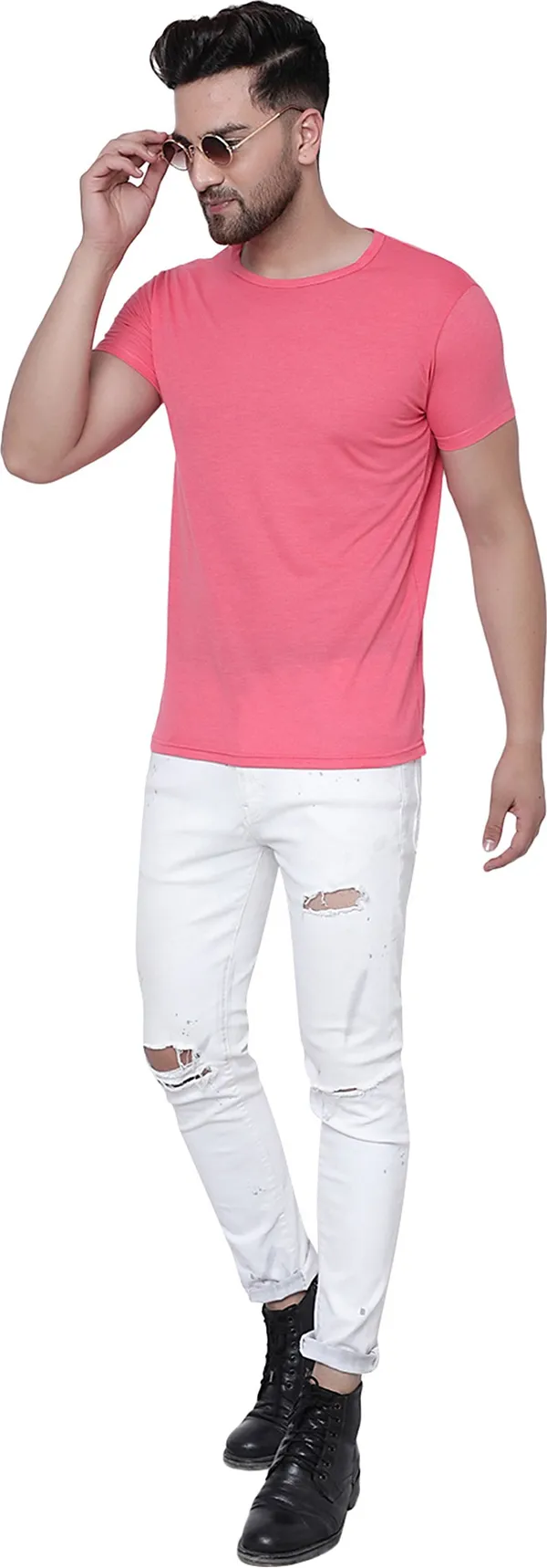 Red__Cotton_Solid_Round_Neck__Regukar_Fit_T-Shirt_For_Men