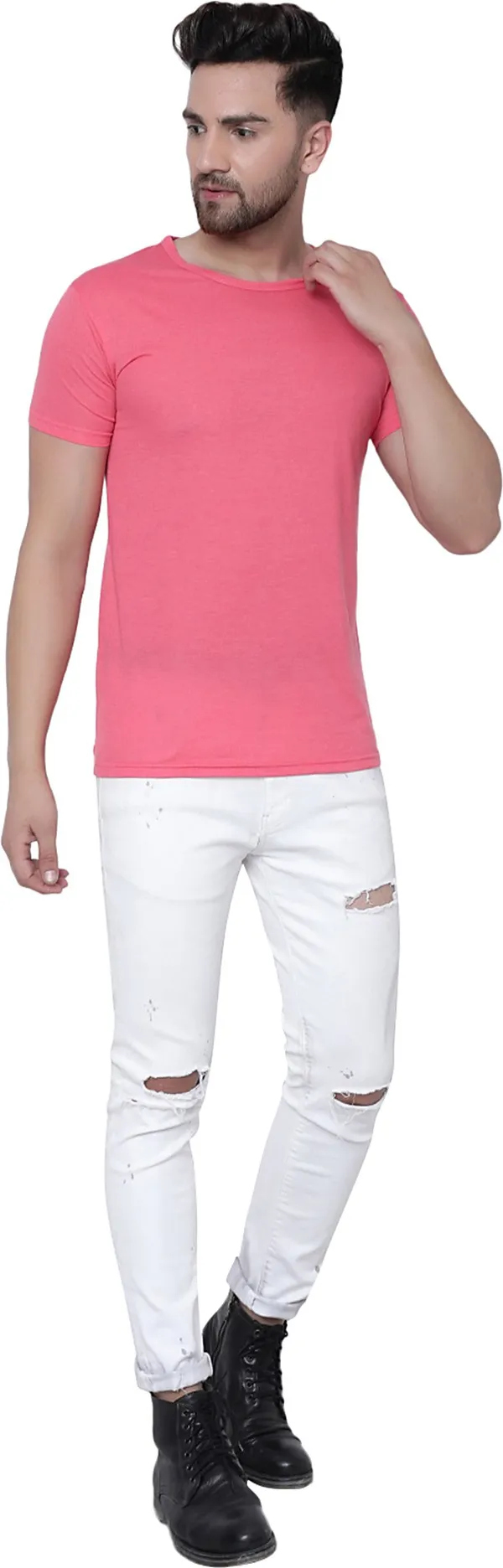 Red__Cotton_Solid_Round_Neck__Regukar_Fit_T-Shirt_For_Men
