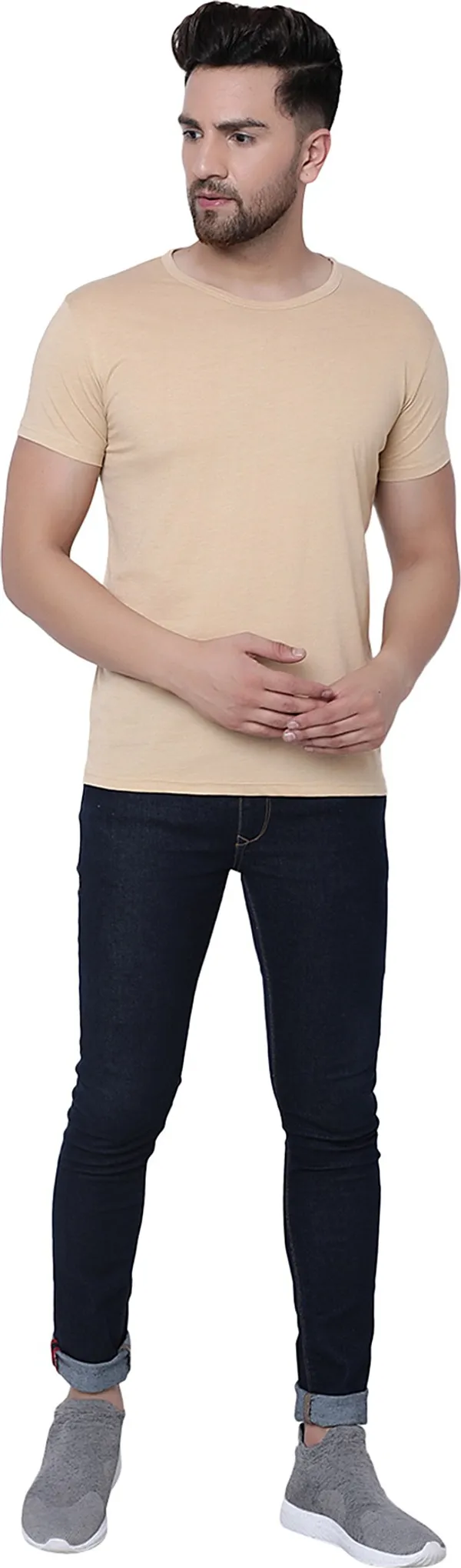 Beige_Cotton_Solid_Round_Neck_Regukar_Fit_T-Shirt_for_men