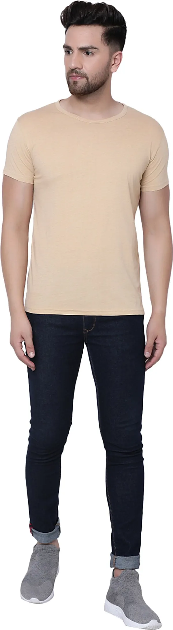 Beige_Cotton_Solid_Round_Neck_Regukar_Fit_T-Shirt_for_men