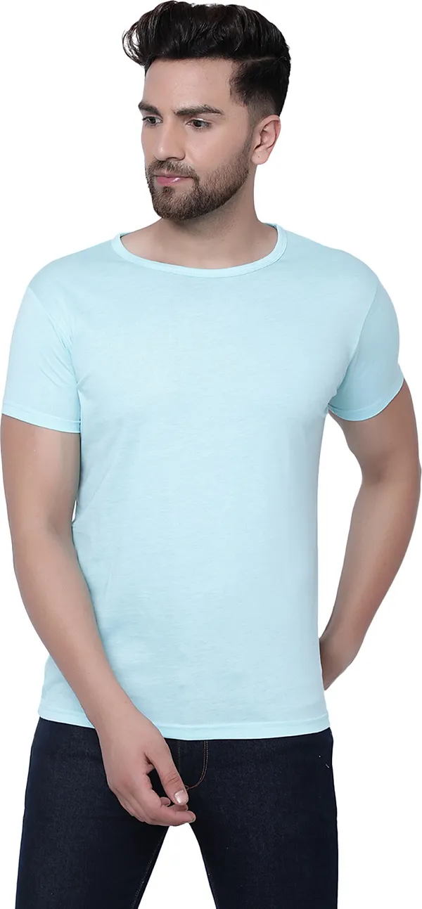 Blue_Cotton_Solid_Round_Neck_Regukar_Fit_T-Shirt_For_Men