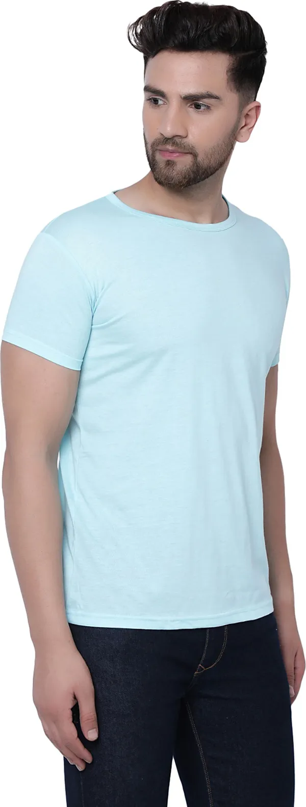 Blue_Cotton_Solid_Round_Neck_Regukar_Fit_T-Shirt_For_Men