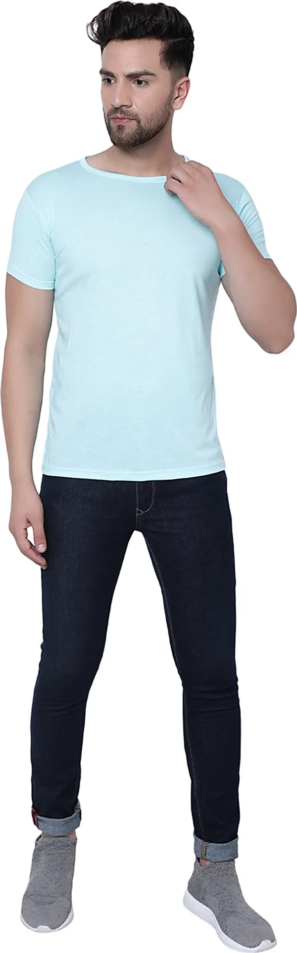 Blue_Cotton_Solid_Round_Neck_Regukar_Fit_T-Shirt_For_Men