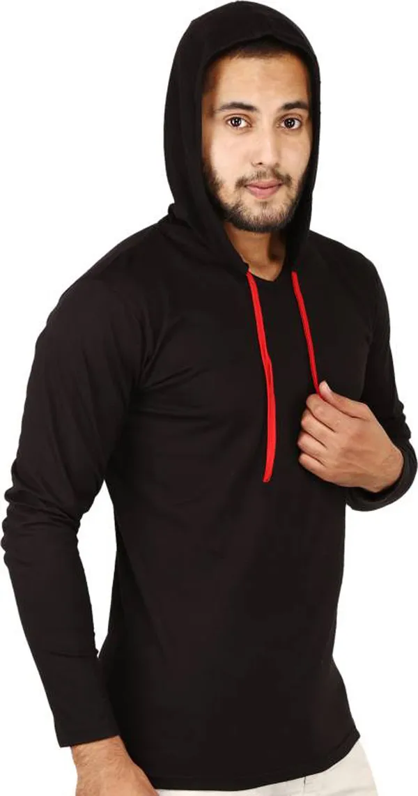 Black_Cotton_Solid_Men_Hooded_Neck_Regukar_Fit_T-Shirt_For_Men