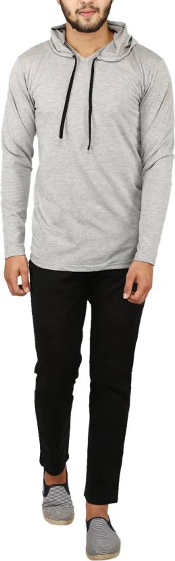 Grey_Cotton_Solid_Men_Hooded_Neck_Regukar_Fit_T-Shirt_For_Men