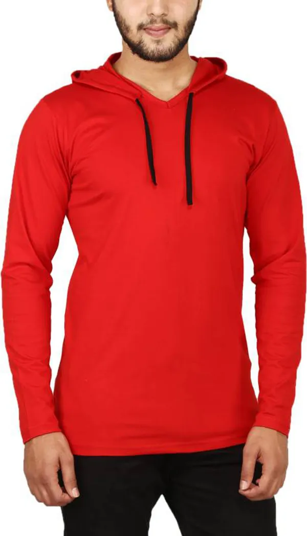 Red_Cotton_Solid_Men_Hooded_Neck_Regukar_Fit_T-Shirt_For_Men