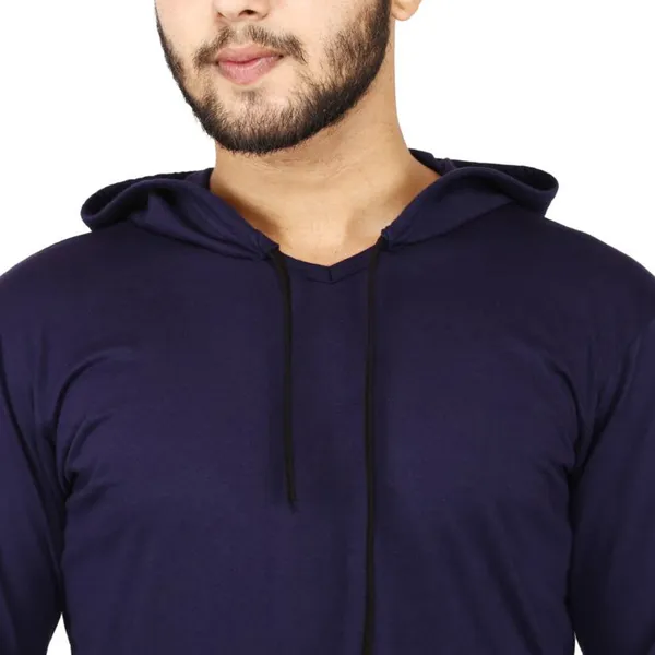 Dark_Blue_Cotton_Solid_Hooded_Neck_Regukar_Fit_T-Shirt_For_Men