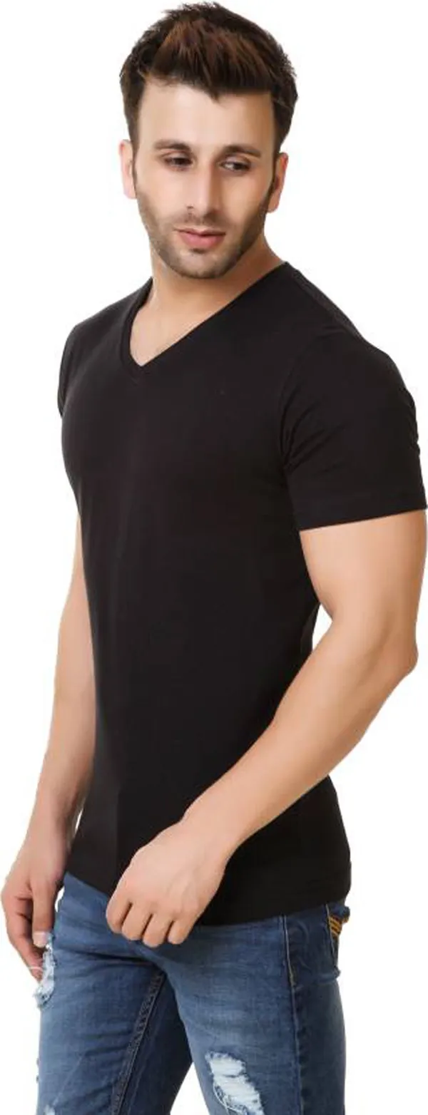 Black_Cotton_Solid_V_Neck_Regukar_Fit_T-Shirt_For_Men