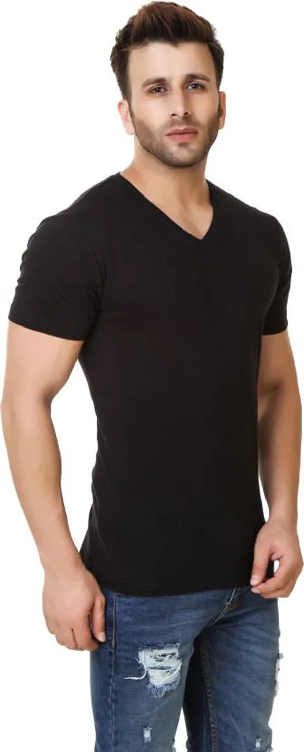 Black_Cotton_Solid_V_Neck_Regukar_Fit_T-Shirt_For_Men
