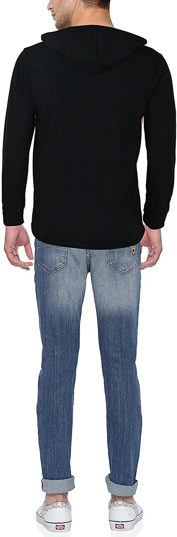 Black_Cotton_Solid_Hooded_Neck_Regukar_Fit_T-Shirt_For_Men