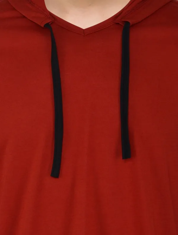 Maroon_Cotton_Solid_Hooded_Neck_Regukar_Fit_T-Shirt_for_men