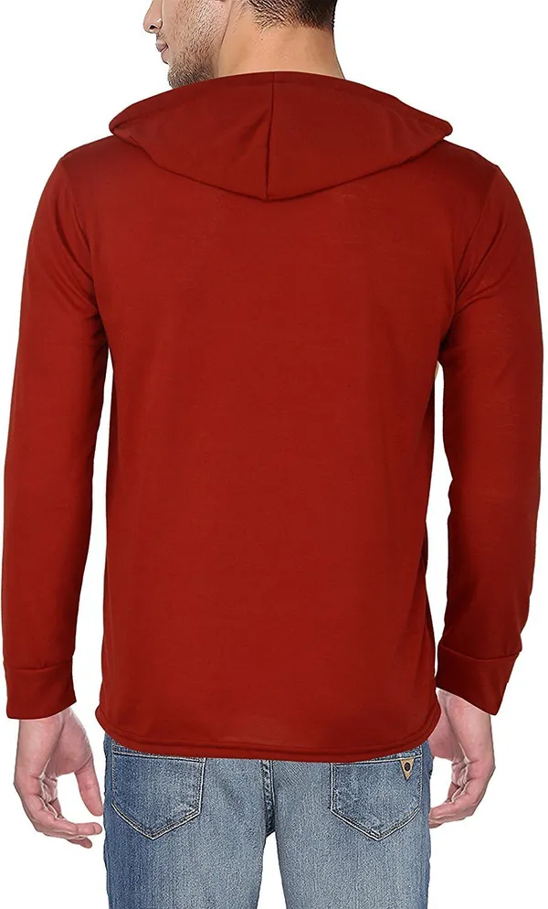 Maroon_Cotton_Solid_Hooded_Neck_Regukar_Fit_T-Shirt_for_men