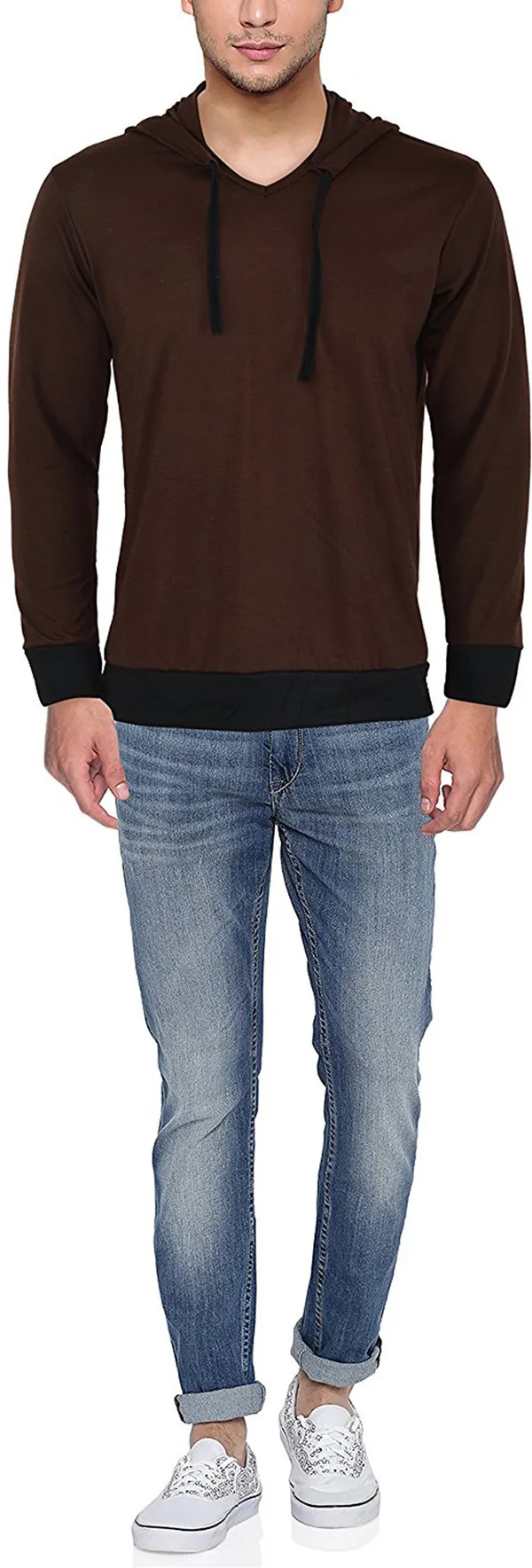 Brown_&_Black_Cotton_Solid_Men_Hooded_Neck_Brown,_Regukar_Fit_T-Shirt_For_Men