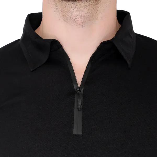 Black_Cotton_Solid_Polo_Neck_Regukar_Fit_T-Shirt_For_Men