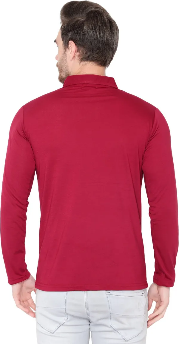 Maroon_Cotton_Solid_Polo_Neck_Regukar_Fit_T-Shirt_For_Men