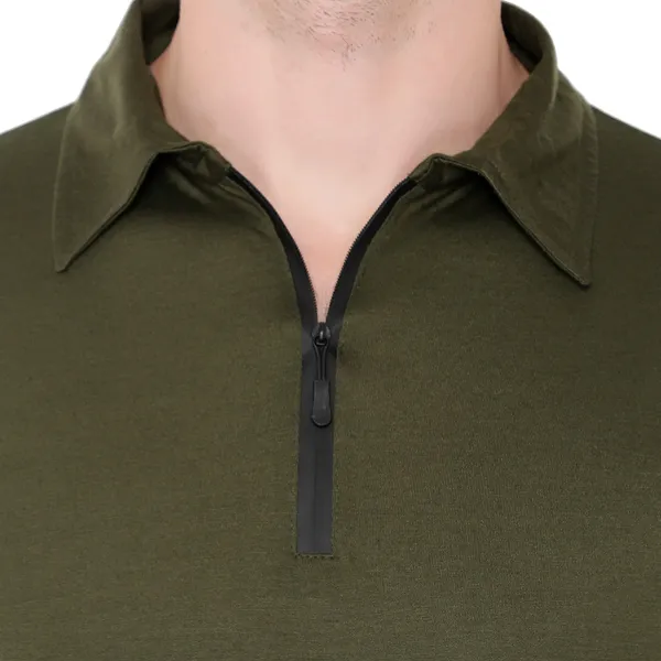 Green_Cotton_Solid_Polo_Neck_Regukar_Fit_T-Shirt_For_Men