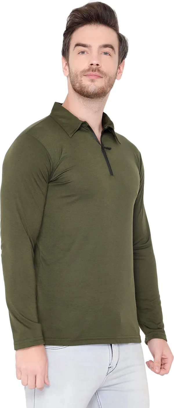 Green_Cotton_Solid_Polo_Neck_Regukar_Fit_T-Shirt_For_Men