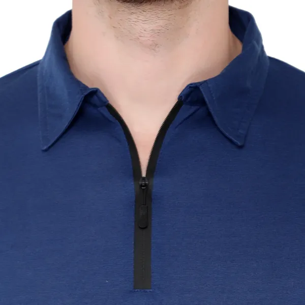 Blue_Cotton_Solid_Polo_Neck_Regukar_Fit_T-Shirt_For_Men