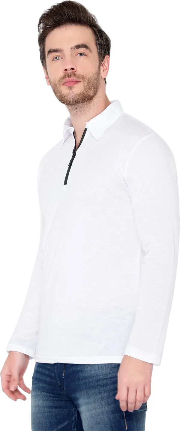 White_Cotton_Solid_Polo_Neck_Regukar_Fit_T-Shirt_For_Men