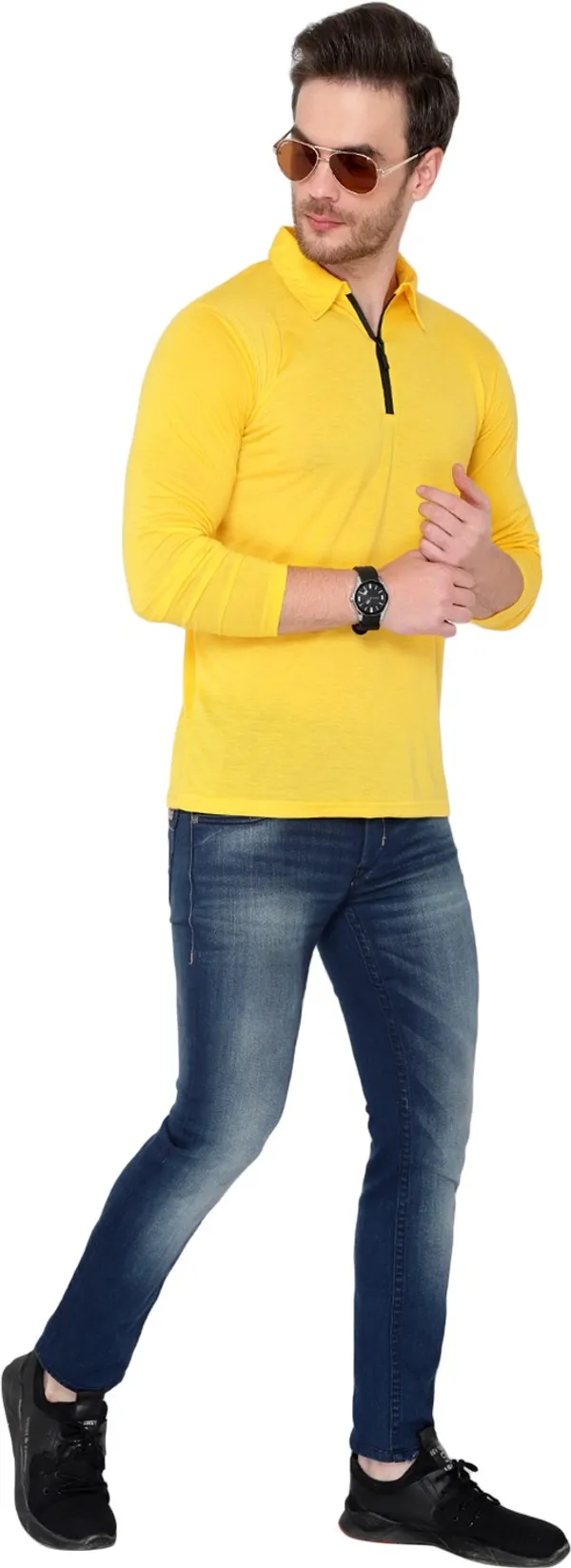 Yellow_Solid_Cotton_Polo_T-Shirt_for_Men_|_Regular_Fit
