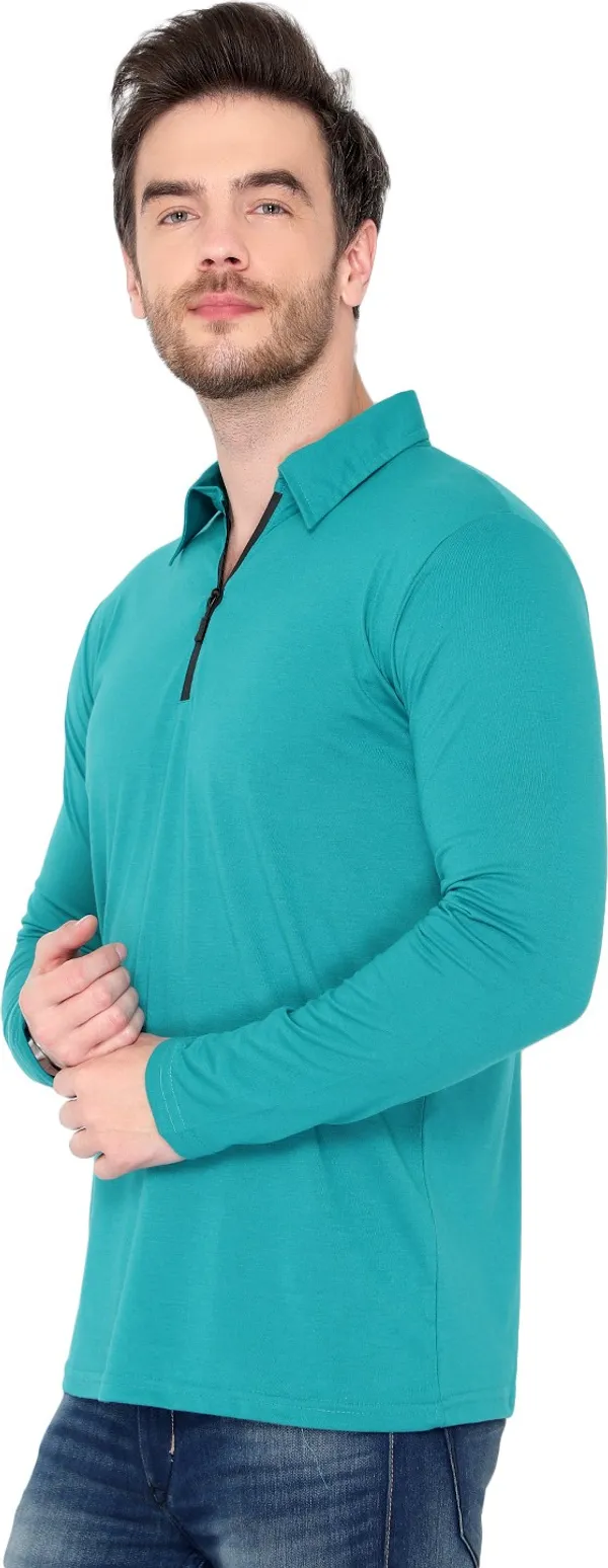 Dark_Blue_Cotton_Solid_Polo_Neck_Regukar_Fit_T-Shirt_For_Men
