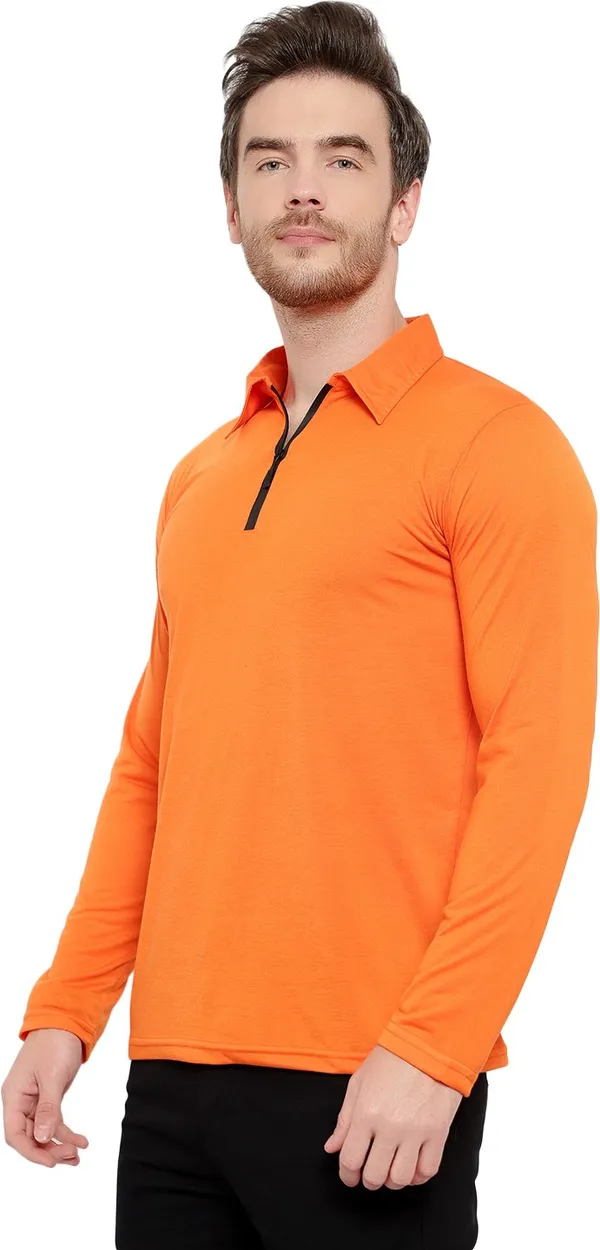 Orange_Cotton_Solid_Polo_Neck_Regukar_Fit_T-Shirt_For_Men