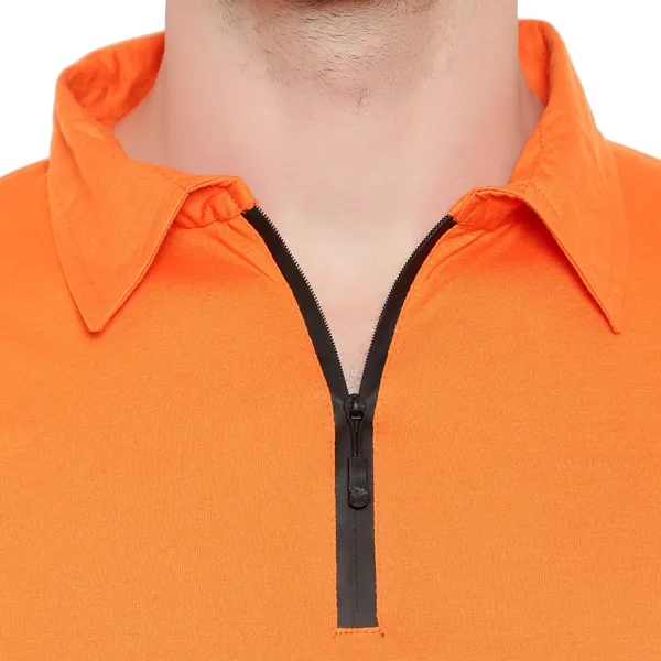 Orange_Cotton_Solid_Polo_Neck_Regukar_Fit_T-Shirt_For_Men