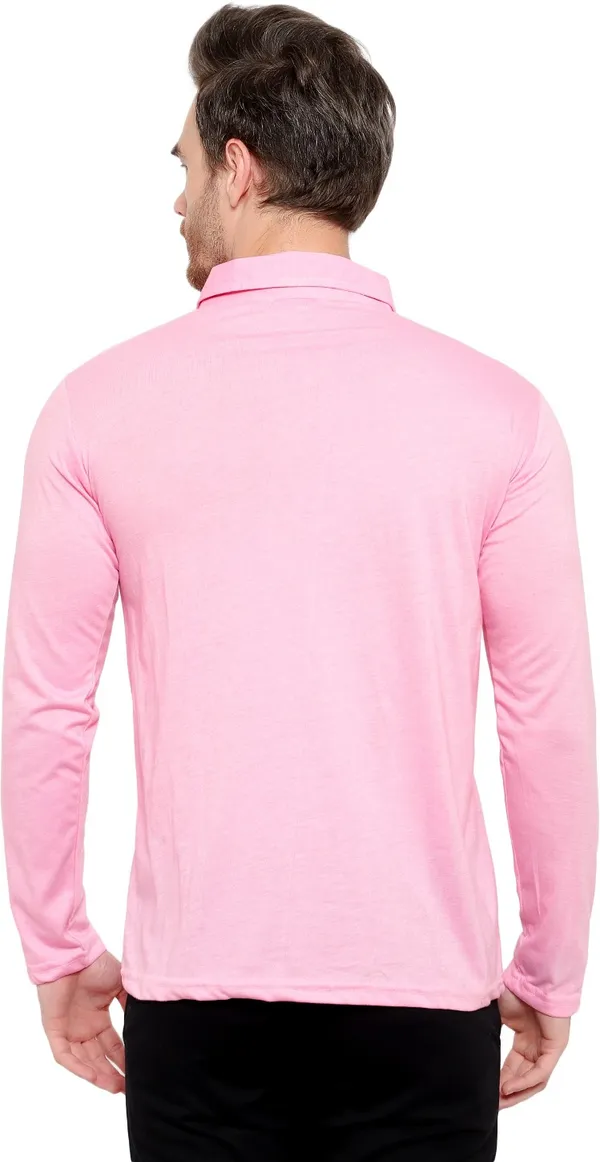 Pink_Cotton_Solid_Polo_Neck_Regukar_Fit_T-Shirt_For_Men