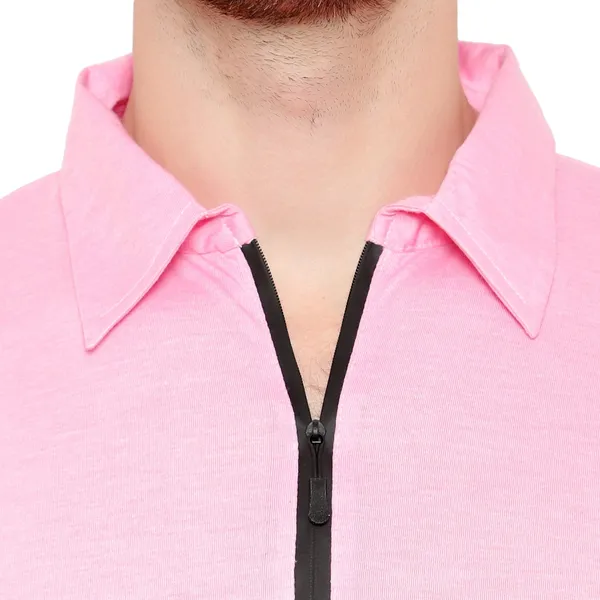 Pink_Cotton_Solid_Polo_Neck_Regukar_Fit_T-Shirt_For_Men