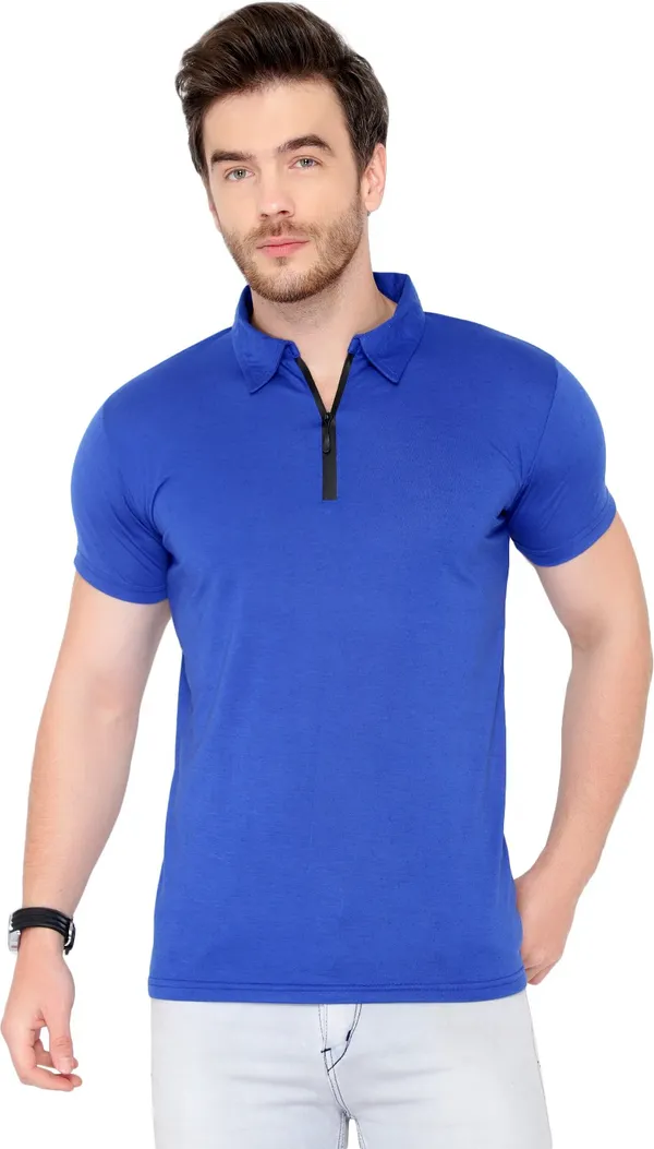 Dark_Blue_Cotton_Solid_Polo_Neck_Regukar_Fit_T-Shirt_For_Men