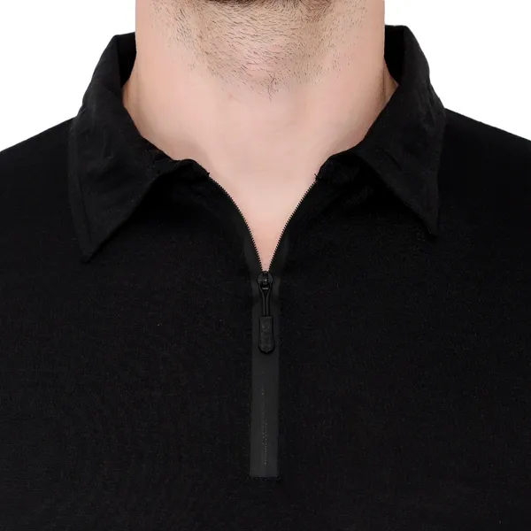 Black_Cotton_Solid_Polo_Neck_Regukar_Fit_T-Shirt_For_Men