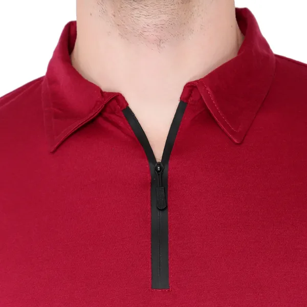 Maroon_Cotton_Solid_Polo_Neck_Regukar_Fit_T-Shirt_For_Men